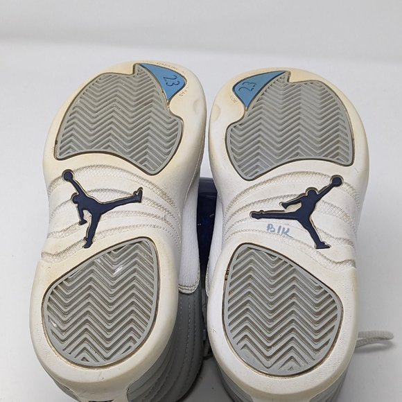 Nike Air Jordan 12 Retro Sneaker Youth 12C Gray Univ Blue Mid Top 151186 007 - Picture 4 of 11